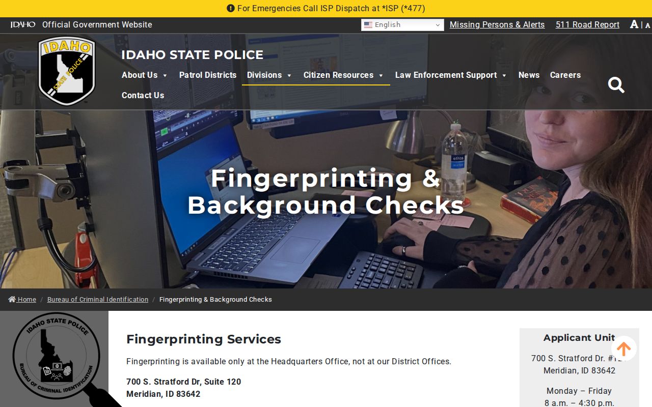 Jerome County arrest history Idaho BCI background check instructions