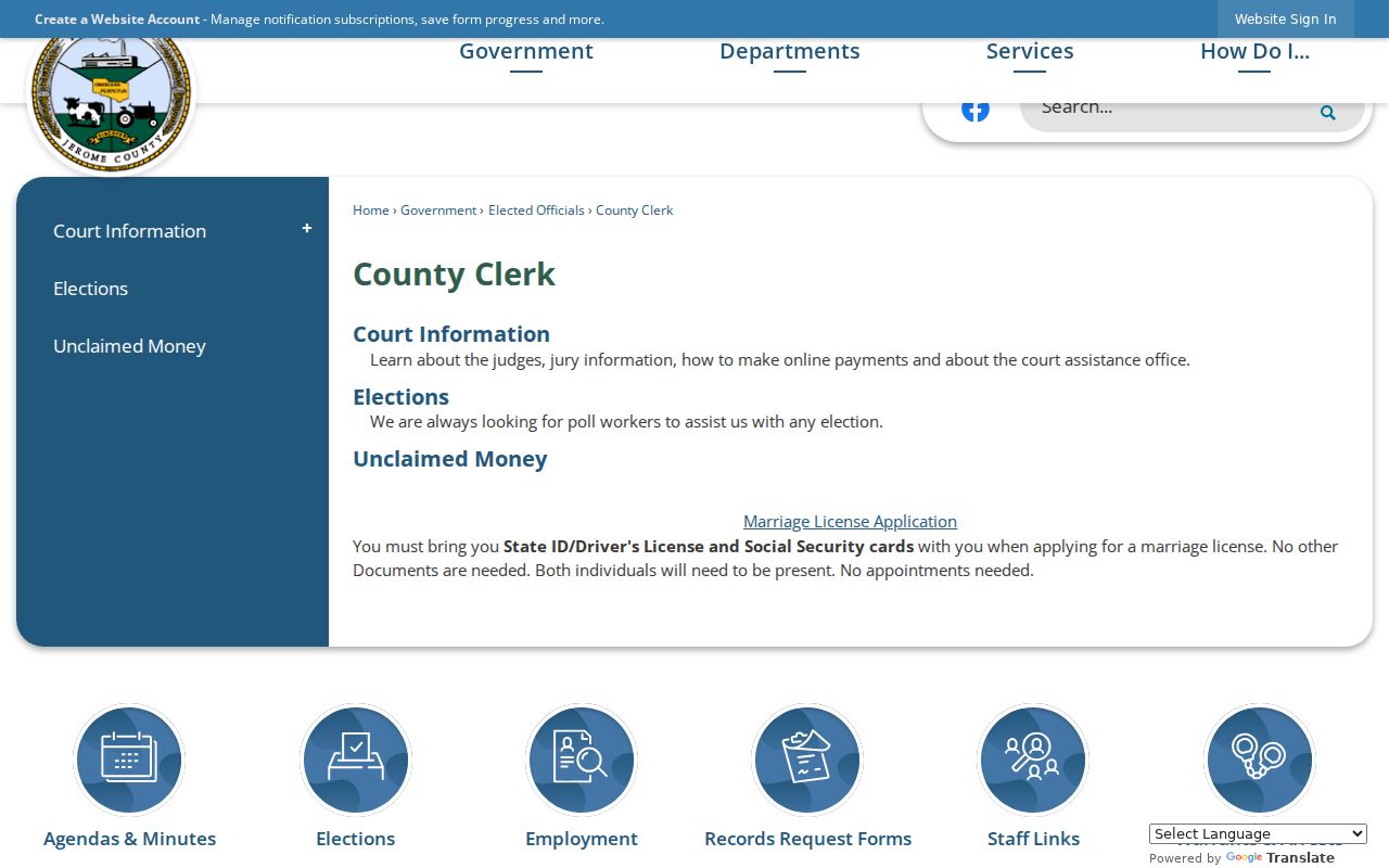 Jerome County criminal court case records and county clerk information