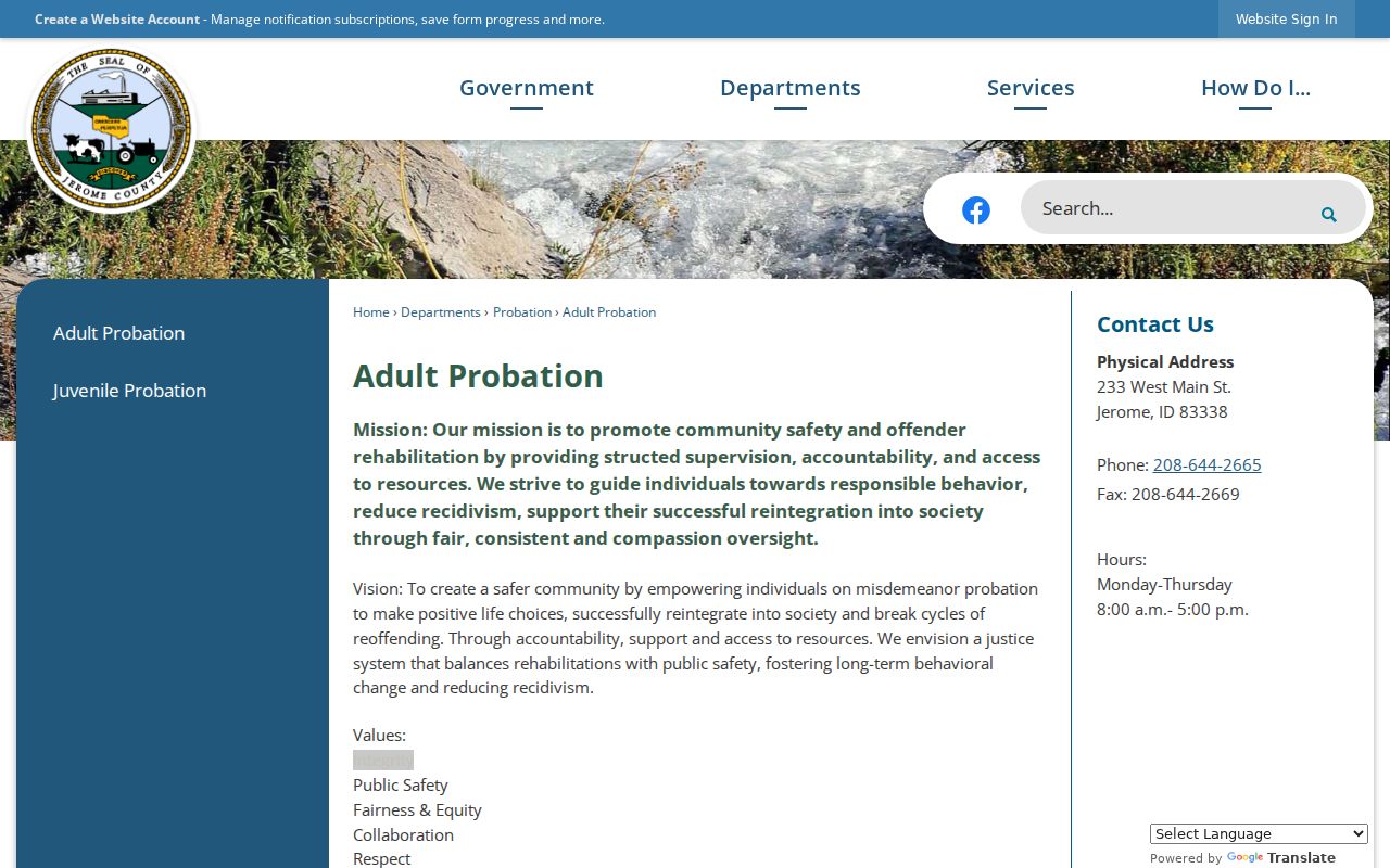 Hazelton criminal records route to Jerome County Adult Probation