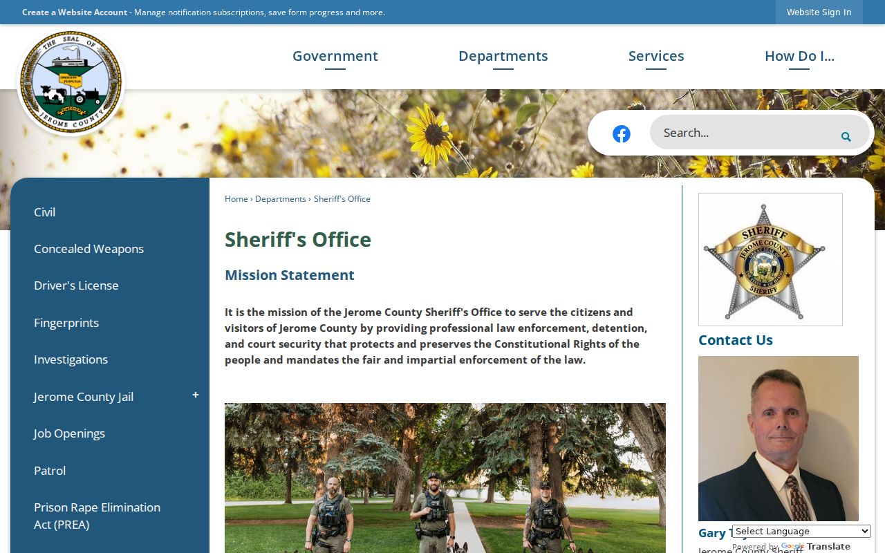 Jerome County Sheriff's Office official webpage
